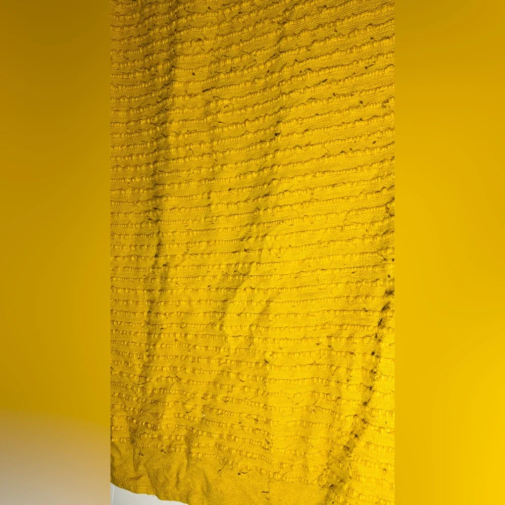 West Elm Mustard Yellow Textured Throw Blanket | Cotton Blend | Boho Decor
